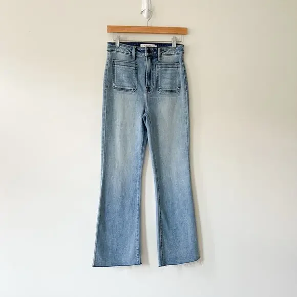 Hidden Los Angeles Happi Crop Light Wash Crop Flare Denim Jeans, Size 26 - Picture 2 of 12